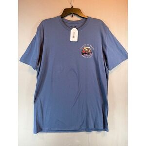 Peace Frogs Wild And Free Blue Graphic T-Shirt Mens Large Jeep Surfboard NWT